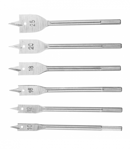 Wiertła do drewna łopatkowe, zestaw 6 szt. GTX Top Tools 60H860