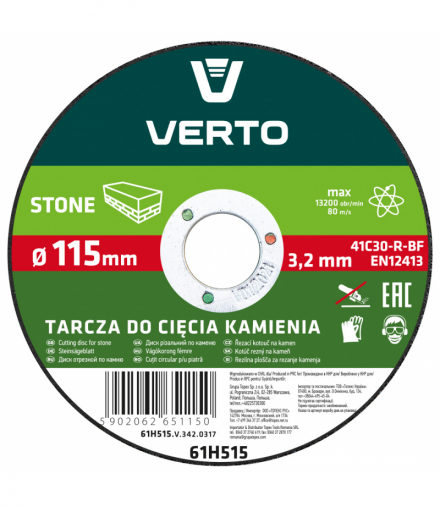 Tarcza tnąca do kamienia 115 x 3.2 x 22.2 mm GTX VERTO 61H515