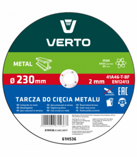 Tarcza tnąca do metalu 230 x 2.0 x 22.2 mm GTX VERTO 61H536
