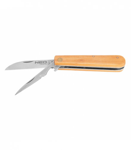 Nóż monterski ze szpikulcem, drewniane okładki GTX NEO Tools 63-017