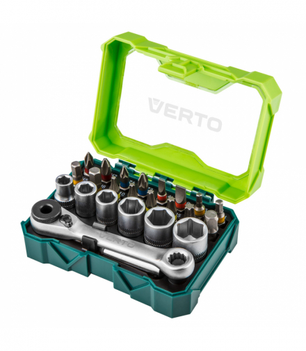 Zestaw bitów i nasadek 24 szt., 25 mm - 2 x PH, 2 x PZ, 2 x SL, 4 x HEX, 5 x TX, nasadki 6 szt. GTX VERTO 66H624
