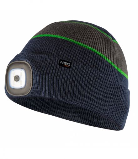 Czapka z latarką LED, granatowo-szaro-zielona PREMIUM GTX NEO Tools 81-630