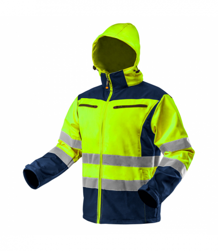 Kurtka robocza ostrzegawcza softshell z kapturem, żółta, rozmiar XXL GTX NEO Tools 81-700-XXL