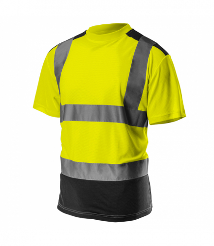 T-shirt ostrzegawczy, ciemny dół, żółty, rozmiar S GTX NEO Tools 81-730-S