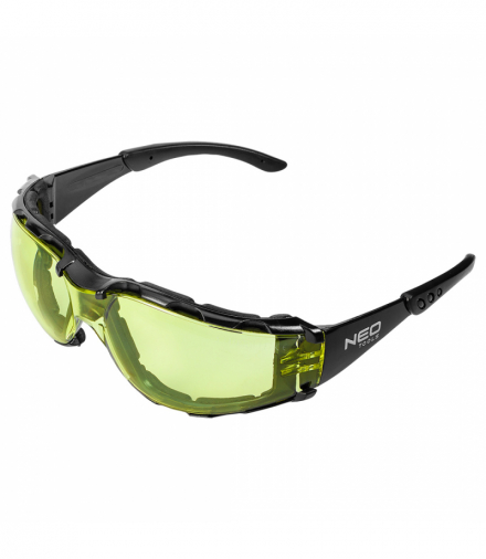Okulary ochronne z wkładką piankową, żółte soczewki, klasa odporności FT GTX NEO Tools 97-521