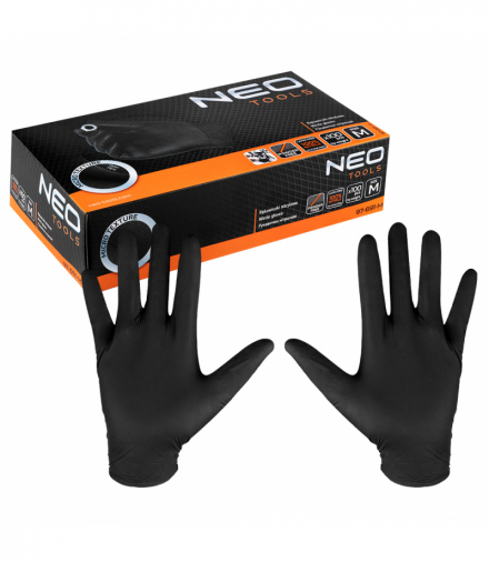 Rękawiczki nitrylowe, czarne, 100 sztuk, rozmiar M GTX NEO Tools 97-691-M