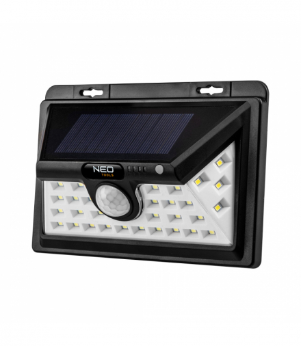 Lampa solarna z czujnikiem ruchu, ścienna SMD LED 350 lm, barwa światła zimna 7500K, 3 funkcje świecenia, czas pracy 6-8h GTX NEO Tools 99-088