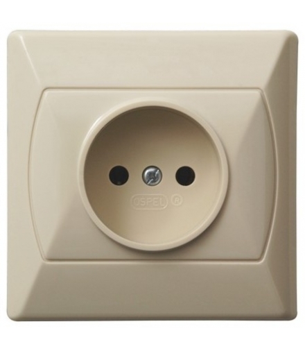 AKCENT GP-1AP/01 Gniazdo pojedyncze z przesłonami torów prądowych, BEŻOWY