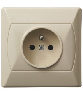 AKCENT GP-1AZP/01 Gniazdo pojedyncze z uziemieniem z przesłonami torów prądowych, BEŻOWY