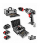 Zestaw Energy+ w walizce aluminiowej: wiertarko wkrętarka 2x18V/2.0Ah, 10 mm, zdejmowany uchwyt + 10 GTX GRAPHITE 58G022-PS15