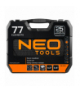 Klucze nasadowe 1/4", 1/2", zestaw 77 szt., CrV GTX NEO Tools 08-915