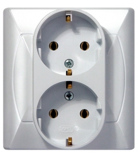 AKCENT GP-2AS/00 Gniazdo podwójne z uziemieniem schuko , BIAŁY