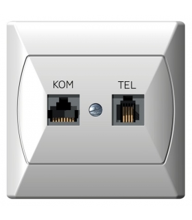 AKCENT GPKT-A/F/00 Gniazdo komputerowo-telefoniczne RJ 45 kat. 5e, (8-stykowe) + RJ 11 (4-stykowe), BIAŁY