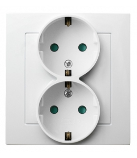 AS GP-2GSP/00 Gniazdo podwójne z uziemieniem schuko z przesłonami torów prądowych, BIAŁY