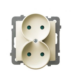 AS GP-2GRP/m/27 Gniazdo podwójne z przesłonami torów prądowych, ECRU