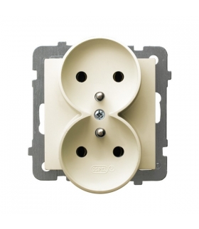 AS GP-2GRZ/m/27 Gniazdo podwójne z uziemieniem , ECRU