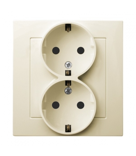 AS GP-2GS/27 Gniazdo podwójne z uziemieniem schuko , ECRU