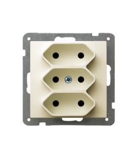 AS GP-3G/m/27 Gniazdo potrójne EURO , ECRU