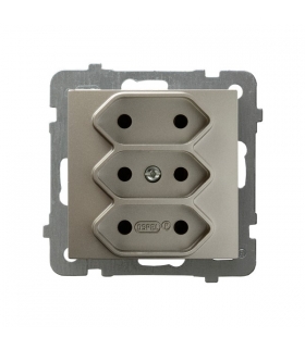 AS GP-3G/m/45 Gniazdo potrójne EURO , SATYNA LIGHT