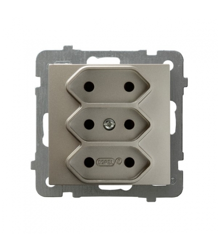 AS GP-3G/m/45 Gniazdo potrójne EURO , SATYNA LIGHT