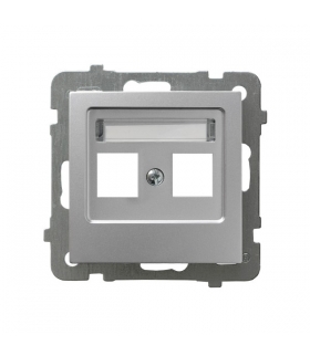 AS GPK-2G/p/18 Obudowa gniazda podwójnego typu Keyston prosta, SREBRO