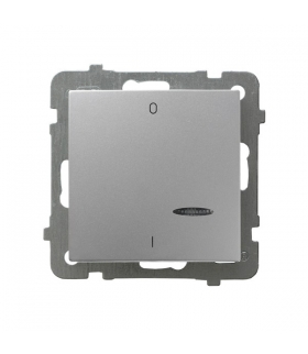 AS ŁP-11GS/m/18 Łącznik dwubiegunowy z podświetleniem niebieskim, SREBRO