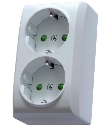 BIS GN-2BSP/00 Gniazdo podwójne z uziemieniem schuko z przesłonami torów prądowych, BIAŁY