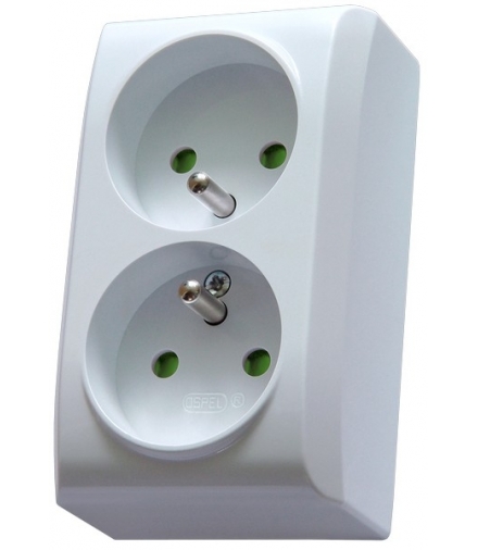 BIS GN-2BZP/00 Gniazdo podwójne z uziemieniem z przesłonami torów prądowych, BIAŁY