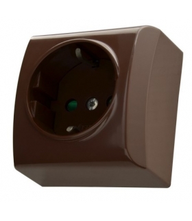 BIS GN-1BSP/24 Gniazdo pojedyncze z uziemieniem schuko z przesłonami torów prądowych, BRĄZOWY