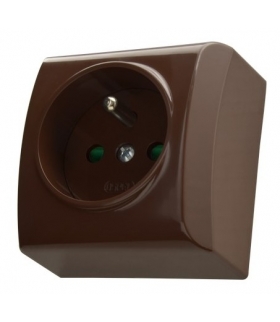 BIS GN-1BZP/24 Gniazdo pojedyncze z uziemieniem z przesłonami torów prądowych, BRĄZOWY