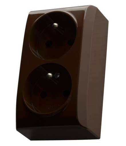 BIS GN-2BC/24 Gniazdo podwójne z uziemieniem z funkcją niezamienności faz, BRĄZOWY