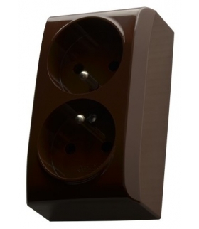 BIS GN-2BZ/24 Gniazdo podwójne z uziemieniem , BRĄZOWY