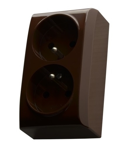 BIS GN-2BZ/24 Gniazdo podwójne z uziemieniem , BRĄZOWY