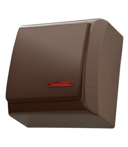 BIS ŁN-1BS/24 Łącznik jednobiegunowy z podświetleniem pomarańczowym, BRĄZOWY