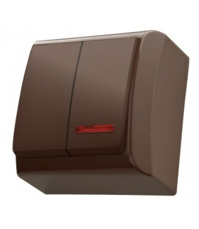 BIS ŁN-2BS/24 Łącznik dwugrupowy świecznikowy z podświetleniem pomarańczowym, BRĄZOWY