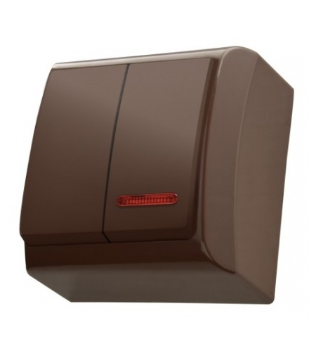 BIS ŁN-2BS/24 Łącznik dwugrupowy świecznikowy z podświetleniem pomarańczowym, BRĄZOWY