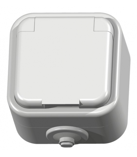 DELFINA GNH-1DZ/00/w Gniazdo pojedyncze z uziemieniem wieczko w kolorze wyrobu, BIAŁY