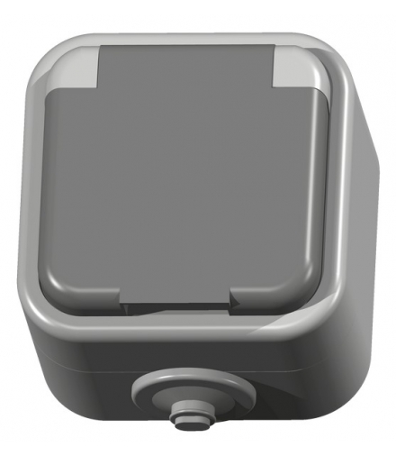 DELFINA GNH-1DZ/30/w Gniazdo pojedyncze z uziemieniem wieczko w kolorze wyrobu, SZARY