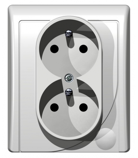 EFEKT GP-2FC/00 Gniazdo podwójne z uziemieniem z funkcją niezamienności faz, BIAŁY