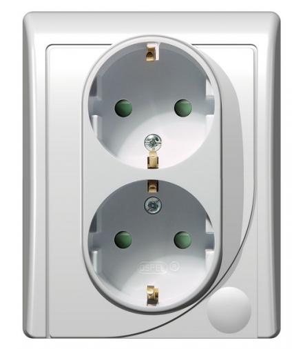 EFEKT GP-2FSP/00 Gniazdo podwójne z uziemieniem schuko z przesłonami torów prądowych, BIAŁY