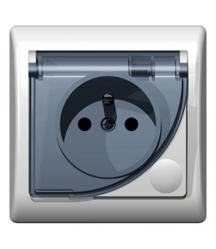 EFEKT GPH-1FZ/00/d Gniazdo bryzgoszczelne z uziemieniem IP-44 wieczko przezroczyste, BIAŁY