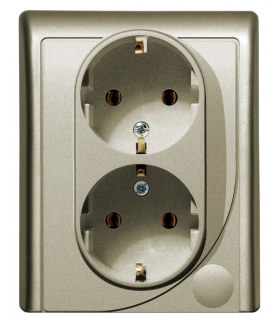 EFEKT GP-2FS/16 Gniazdo podwójne z uziemieniem schuko , SATYNA