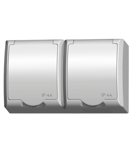 FALA GNH-2HZP/00/w Gniazdo podwójne z uziemieniem z przesłonami torów prądowych wieczko w kolorze wyrobu, BIAŁY