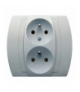 GAZELA GP-2JC/00 Gniazdo podwójne z uziemieniem z funkcją niezamiennosci faz, BIAŁY