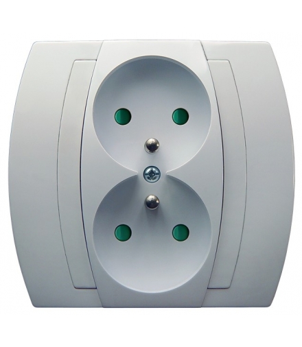 GAZELA GP-2JZP/00 Gniazdo podwójne z uziemieniem z przesłonami torów prądowych, BIAŁY