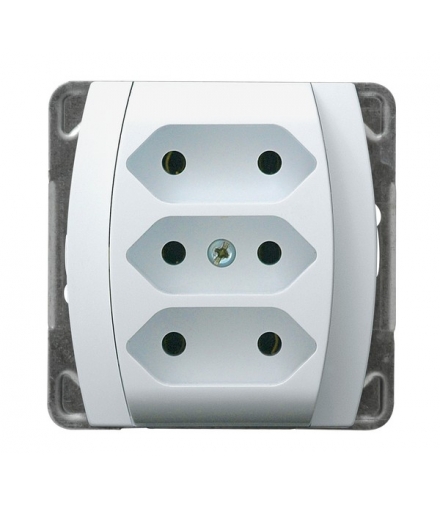 GAZELA GP-3J/m/00 Gniazdo potrójne EURO , BIAŁY