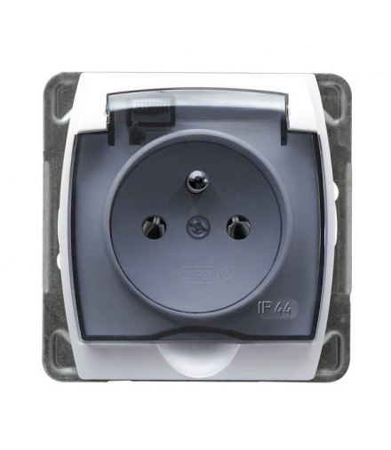 GAZELA GPH-1JZ/m/00/d Gniazdo bryzgoszczelne z uziemieniem IP-44 wieczko przezroczyste, BIAŁY