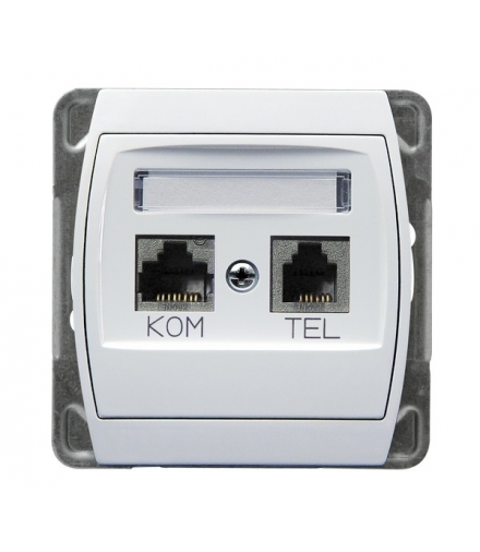 GAZELA GPKT-J/F/m/00 Gniazdo komputerowo-telefoniczne RJ 45 kat. 5e, (8-stykowe) + RJ 11 (4-stykowe), BIAŁY