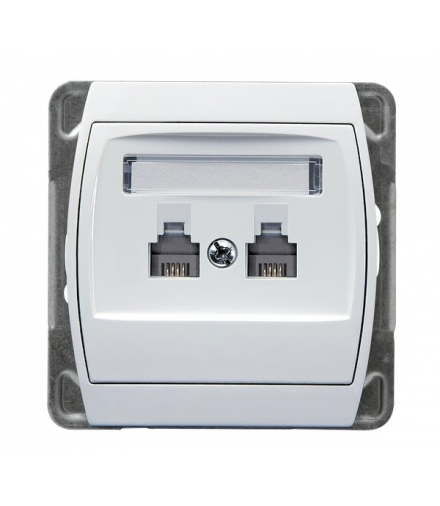 GAZELA GPT-2JR/m/00 Gniazdo telefoniczne podwójne równoległe, BIAŁY