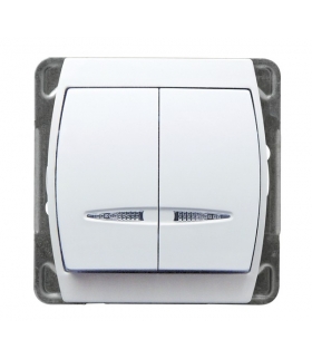 GAZELA ŁP-2JS/m/00 Łącznik podwójny (świecznikowy) z podświetleniem pomarańczowym, BIAŁY